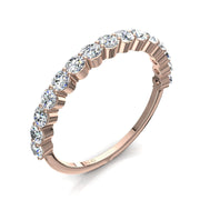 Demi-alliance 15 diamants synthétiques ronds 0.75 carat or rose Daniela